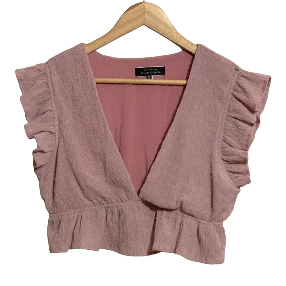 Blue Blush Contemporary Ruffle Crop Top M